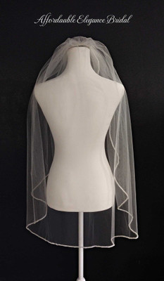 Frosted Bugle Bead Fingertip Wedding Veil