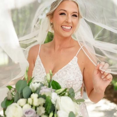 Frosted Bugle Bead Fingertip Wedding Veil