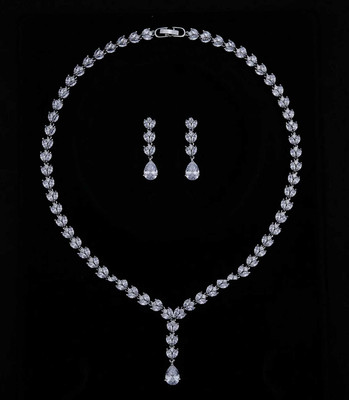 CZ Crystal Platinum Plated Wedding and Formal Jewelry Set CZ Crystal Platinum Plated Wedding and Formal Jewelry Set