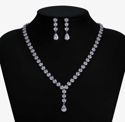 Elegant CZ Crystal Platinum Plated Wedding and Formal Jewelry Set Elegant CZ Crystal Platinum Plated Wedding and Formal Jewelry Set