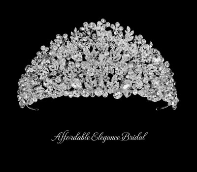 3 1/2" Tall Crystal and Rhinestone Wedding and Quinceanera Tiara