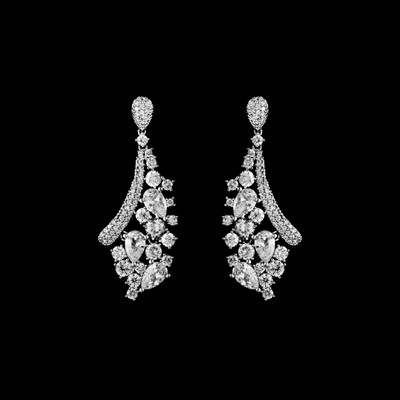 CZ Crystal Silver Plated Wedding and Formal Drop Earrings