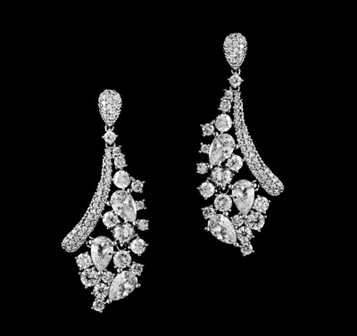 CZ Crystal Silver Plated Wedding and Formal Drop Earrings