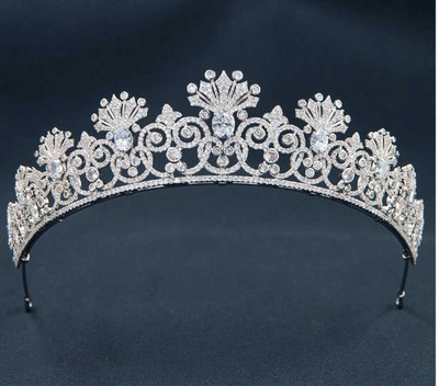 CZ Platinum Silver Plated Royal Wedding Tiara CZ Platinum Silver Plated Royal Wedding Tiara