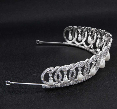 Vladimir Tiara Pearl and CZ Royal Replica Wedding Crown Vladimir Tiara Pearl and CZ Royal Replica Wedding Crown