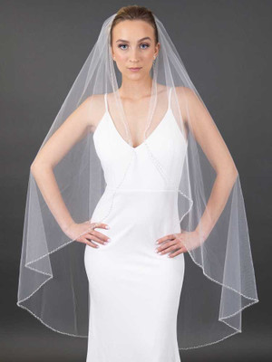 Waltz Length Crystal Edge Wedding Veil in Ivory Waltz Length Crystal Edge Wedding Veil in Ivory