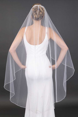Waltz Length Crystal Edge Wedding Veil in Ivory Waltz Length Crystal Edge Wedding Veil in Ivory