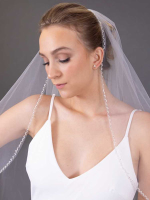 Waltz Length Crystal Edge Wedding Veil in Ivory Waltz Length Crystal Edge Wedding Veil in Ivory