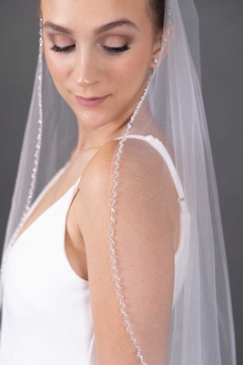 Waltz Length Crystal Edge Wedding Veil in Ivory Waltz Length Crystal Edge Wedding Veil in Ivory