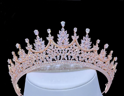 Gorgeous Rose Gold Multi-Peak CZ Wedding and Quinceanera Tiara