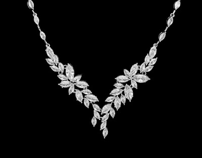 Brilliant Marquise CZ Bridal and Formal Jewelry Set in Silver
