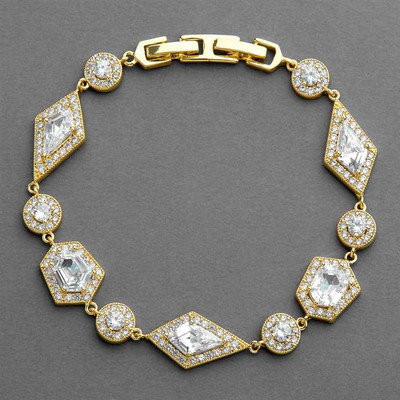 Art Deco 14K Gold Plated CZ Bridal and Formal Bracelet Art Deco 14K Gold Plated CZ Bridal and Formal Bracelet