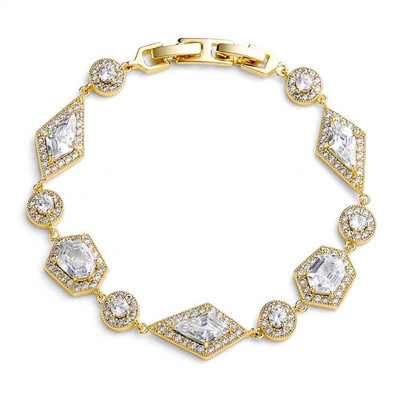 Art Deco 14K Gold Plated CZ Cubic Zirconia Bridal and Formal Bracelet Art Deco 14K Gold Plated CZ Cubic Zirconia Bridal and Formal Bracelet
