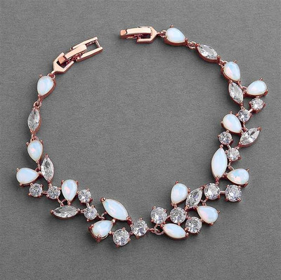 Rose Gold Plated Opal Crystal and CZ Wedding Bracelet Rose Gold Plated Opal Crystal and CZ Wedding Bracelet