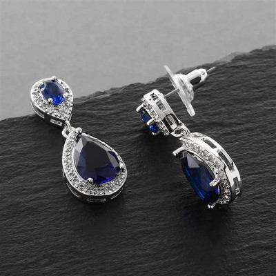 Sapphire Blue CZ Wedding and Formal Earrings Sapphire Blue CZ Wedding and Formal Earrings
