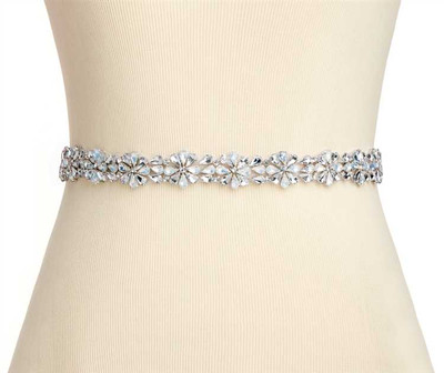 Opal and Clear Crystal Cluster Wedding Dress Sash Belt Opal and Clear Crystal Cluster Wedding Dress Sash Belt