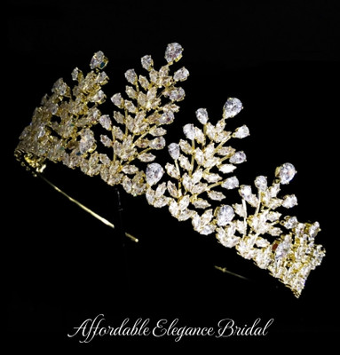 Enchanting CZ Wedding and Quinceanera Tiara Silver or Gold Enchanting CZ Wedding and Quinceanera Tiara Silver or Gold
