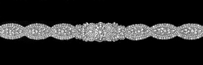 Full Circle Rhinestone and Pearl Wedding Dress Ribbon Sash Belt JB81L