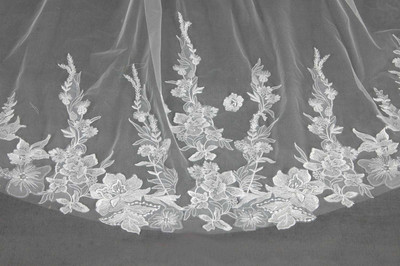 Royal Cathedral Wedding Veil CF278 with Beaded Floral Lace Royal Cathedral Wedding Veil CF278 with Beaded Floral Lace