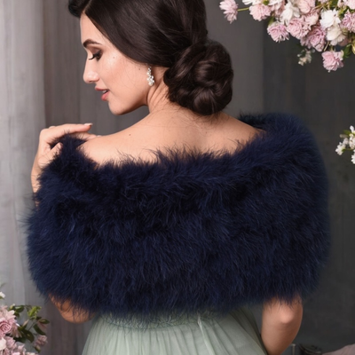 Navy Blue Vintage Inspired Marabou Feather Bridal Stole Navy Blue Vintage Inspired Marabou Feather Bridal Stole