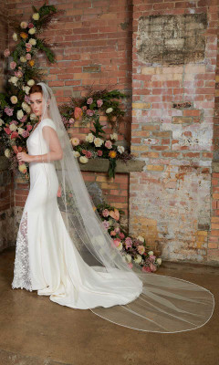 Cathedral Wedding Veil with Beaded Pearl Edge Envogue V2104C Cathedral Wedding Veil with Beaded Pearl Edge Envogue V2104C