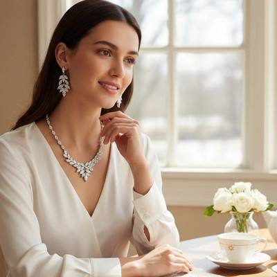 Marquise CZ Wedding and Quince Tiara with Jewelry Set