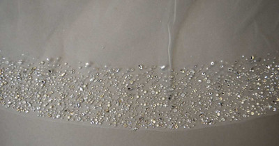 Stunning Pearl, Rhinestone and Crystal Beaded Cathedral Wedding Veil Stunning Pearl, Rhinestone and Crystal Beaded Cathedral Wedding Veil