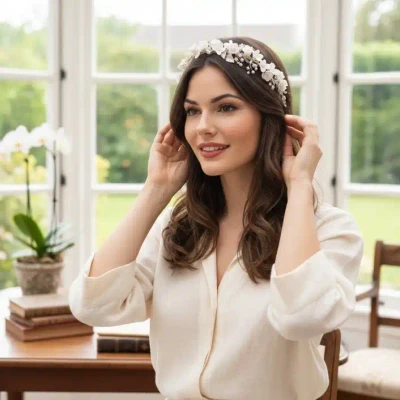 Exquisite Floral Pearl Wedding Headband in Silver or Rose Gold