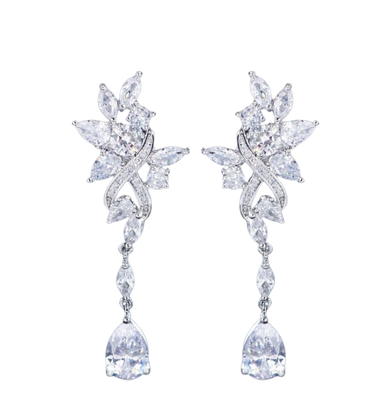 Dazzling CZ Wedding and Formal Earrings in Silver Plating