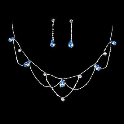 Light Blue Crystal Teardrop Wedding or Prom Jewelry Set Light Blue Crystal Teardrop Wedding or Prom Jewelry Set