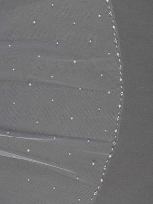 Pearl and Crystal Beaded 52" Long Scattered Pearl Wedding Veil