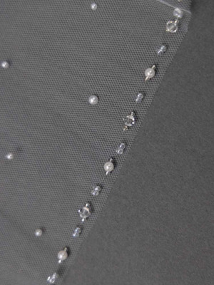 Pearl and Crystal Beaded 52" Long Scattered Pearl Wedding Veil