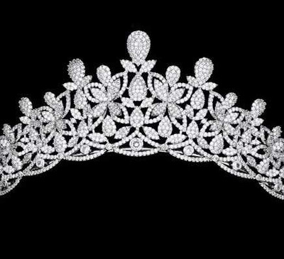 2" Tall CZ Silver Plated Wedding and Quinceanera Tiara hp1398