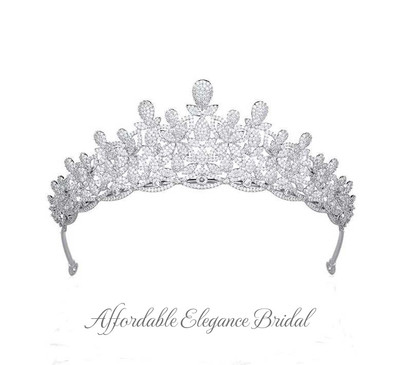 2" Tall CZ Silver Plated Wedding and Quinceanera Tiara hp1398