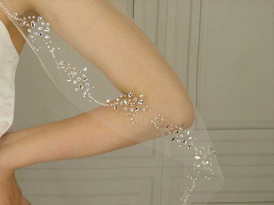 Crystal Couture Beaded Edge 32" Long Wedding Veil V2317 Crystal Couture Beaded Edge 32" Long Wedding Veil V2317