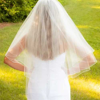 Shimmer Tulle Two Layer Fingertip Length Wedding Veil V6830 Shimmer Tulle Two Layer Fingertip Length Wedding Veil V6830