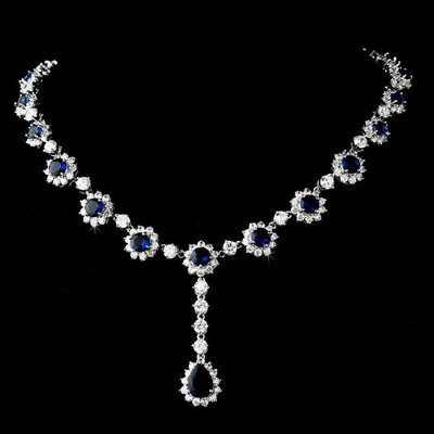 Navy Blue Rhinestone Wedding and Formal Jewelry Set