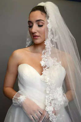 Royal Cathedral Wedding Veil With Romantic Floral Lace Elena E1311 Royal Cathedral Wedding Veil With Romantic Floral Lace Elena E1311