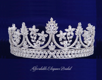 Silver or Gold CZ Floral Wedding and Quinceanera Tiara