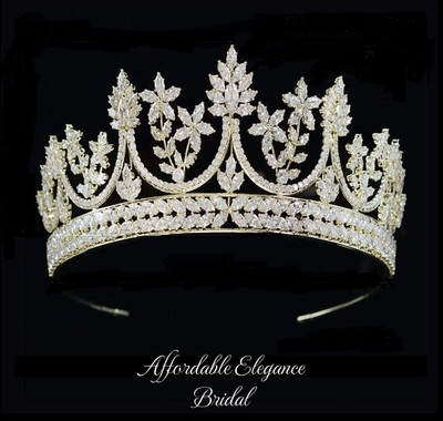 Silver or Gold CZ Floral Wedding and Quinceanera Tiara