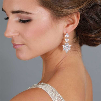 Rose Gold CZ Wedding and Quinceanera Tiara with Earrings