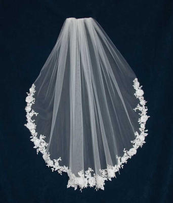Sequined Lace Fingertip Wedding Veil CF263 in Ivory Sequined Lace Fingertip Wedding Veil CF263 in Ivory