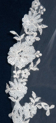 Sequined Lace Fingertip Wedding Veil CF263 in Ivory Sequined Lace Fingertip Wedding Veil CF263 in Ivory