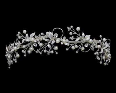 Romantic Pearl and Crystal Hand Wired Wedding Headband hp6201 Romantic Pearl and Crystal Hand Wired Wedding Headband hp6201