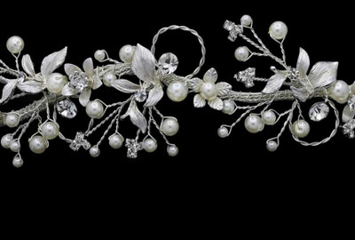 Romantic Pearl and Crystal Hand Wired Wedding Headband hp6201 Romantic Pearl and Crystal Hand Wired Wedding Headband hp6201