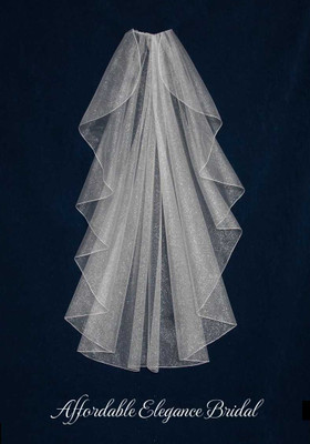 Angel Dust Glitter Tulle Waterfall Knee Length Wedding Veil V6858