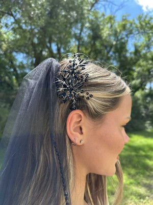 Black Crystal Wedding Hair Clip Headpiece 9614 Black Crystal Wedding Hair Clip Headpiece 9614