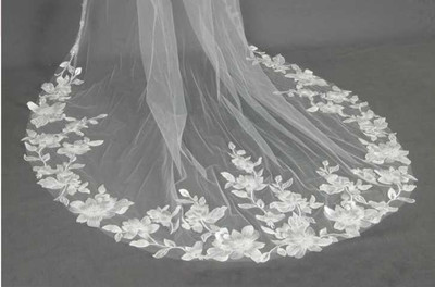 Royal Cathedral Wedding Veil with Beaded Lace Edge CF280 Royal Cathedral Wedding Veil with Beaded Lace Edge CF280