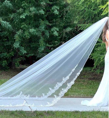 Scallop Royal Cathedral Wedding Veil with Beaded Lace Edge C593 Scallop Royal Cathedral Wedding Veil with Beaded Lace Edge C593