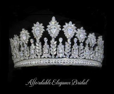 Platinum Silver CZ Wedding and Quinceanera Tiara Crown